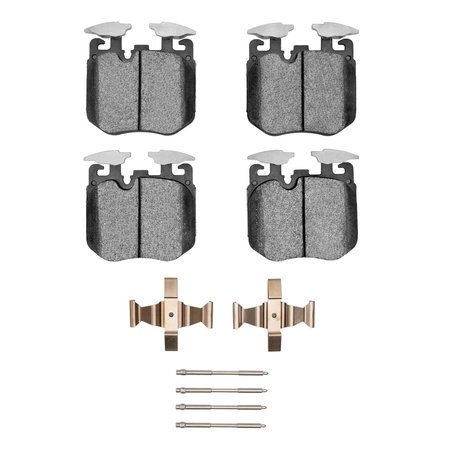 DYNAMIC FRICTION CO 5000 Advanced Brake Pads - Low Metallic and Hardware Kit, Long Pad Wear, , Front 1553-1868-01